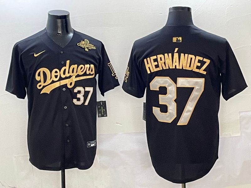 Men Los Angeles Dodgers #37 Hernandez Black Gold Game Nike 2025 MLB Jersey style 6->new york yankees->MLB Jersey